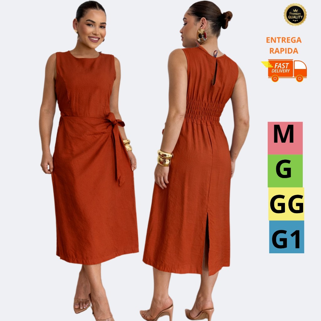 Vestido Feminino Tecido Sensorial  – Elegante e Confortável | M G GG G1 em Oferta na Shopee