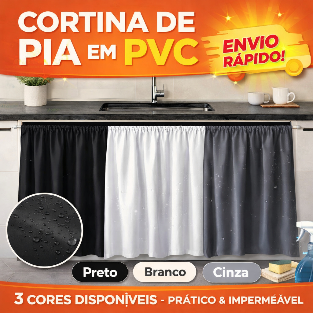 Cortina De Pia Para Cozinha Balcão Lisa Em Pvc Moderna Impermeável Antimofo Alta Qualidade em Oferta na Shopee