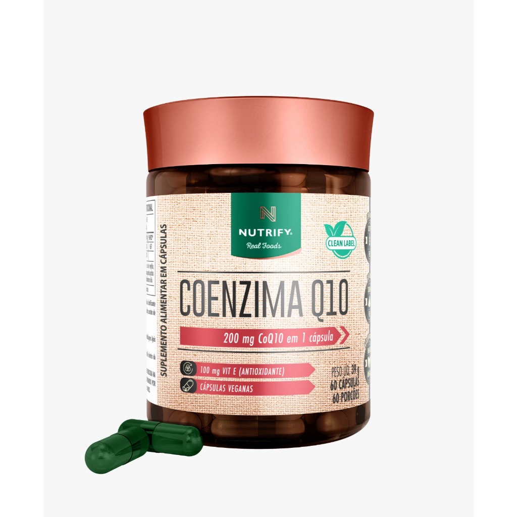 Nutrify Coenzima Q10 200mg por cápsula - Multivitamínico e Antioxidante - 60 caps em Oferta na Shopee