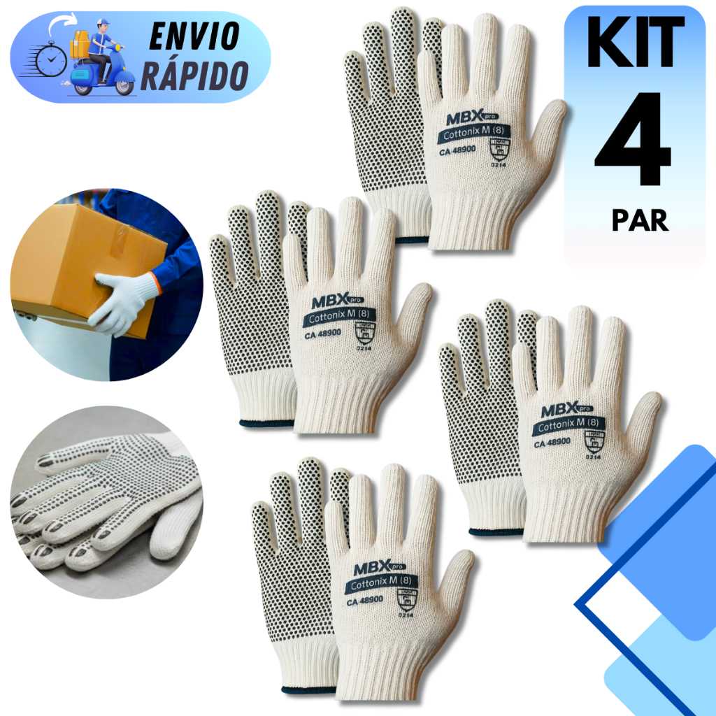 KIT 2 E 4 PARES DE LUVA TRICOTADA COM PIGMENTO  PROFISSIONAL EPI PARA SERVIÇO GERAIS MANUTENÇÃO CONSTRUÇÃO PIGMENTADA