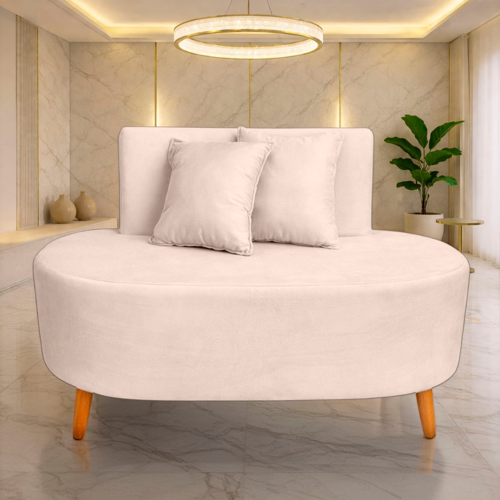 Sofa Organico Tecido Veludo 02 Lugares Feijão Curvo  1,15 Cm Para Closet Sala Salão Beleza Visammer