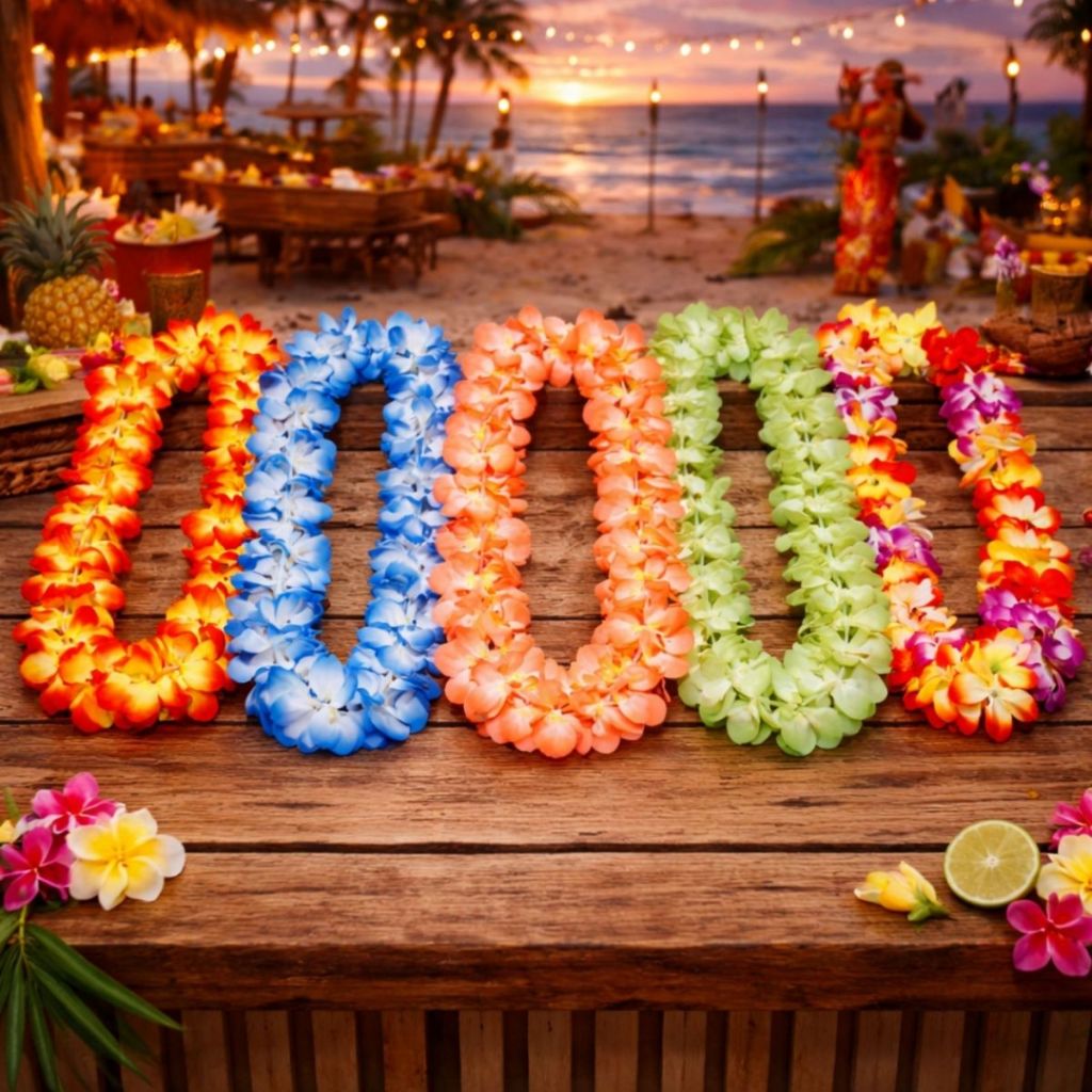 Colar Havaiano Hula Hula Colorido Neon Sortido Carnaval Folia Festa - 100cm