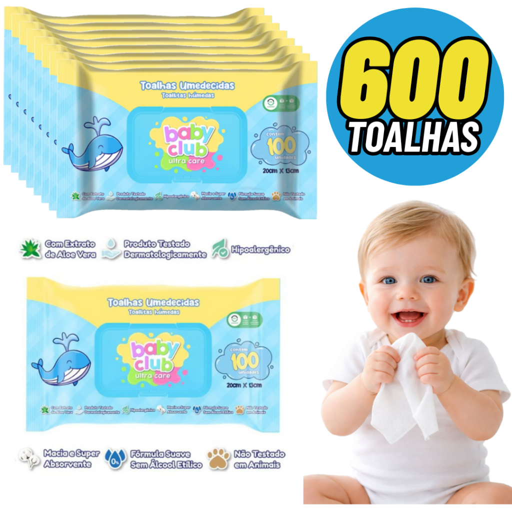KIT C/ 600/300/100 Lenço umedecido, Toalhas Umedecida C/Tampa Limpeza Segura e Eficaz para Bebês em Oferta na Shopee