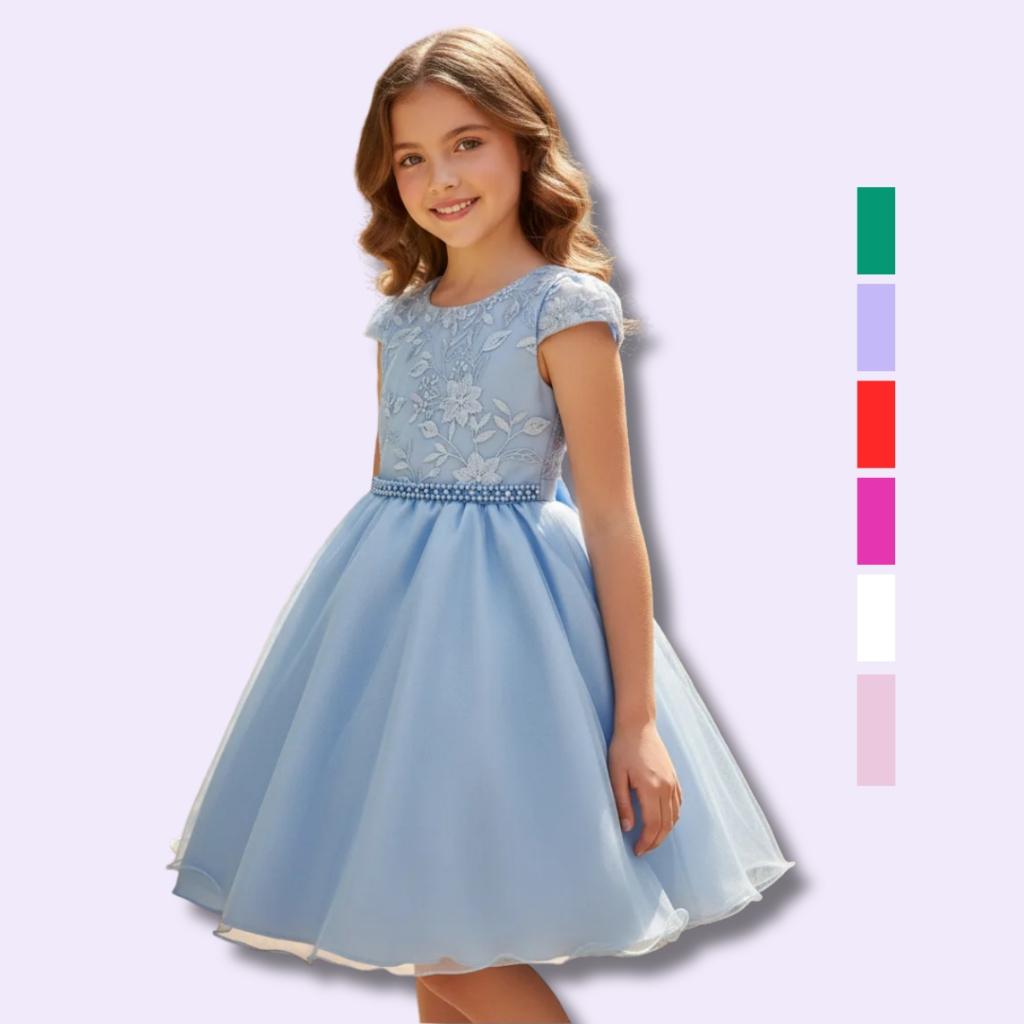 Vestido Juvenil Princesa Bordado Casamento Batizado Curto