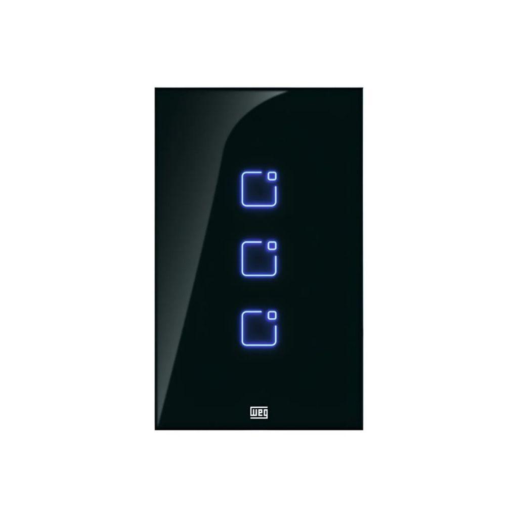 Interruptor Touch 3 Botões Zibgee c/ placa 4x2 Preto Weg Home