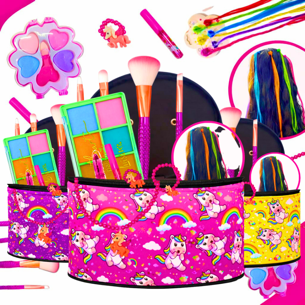 Kit Infantil Criança De Maquiagem Com Maletinha Make Linda Completa Unicórnio
