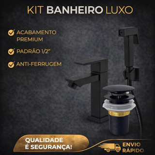 KIT TORNEIRA BANHEIRO METAL INOX LAVABO CUBA 1/2 + DUCHA HIGIENICA INOX + VÁLVULA CLICK 11/8 FURO em Oferta na Shopee