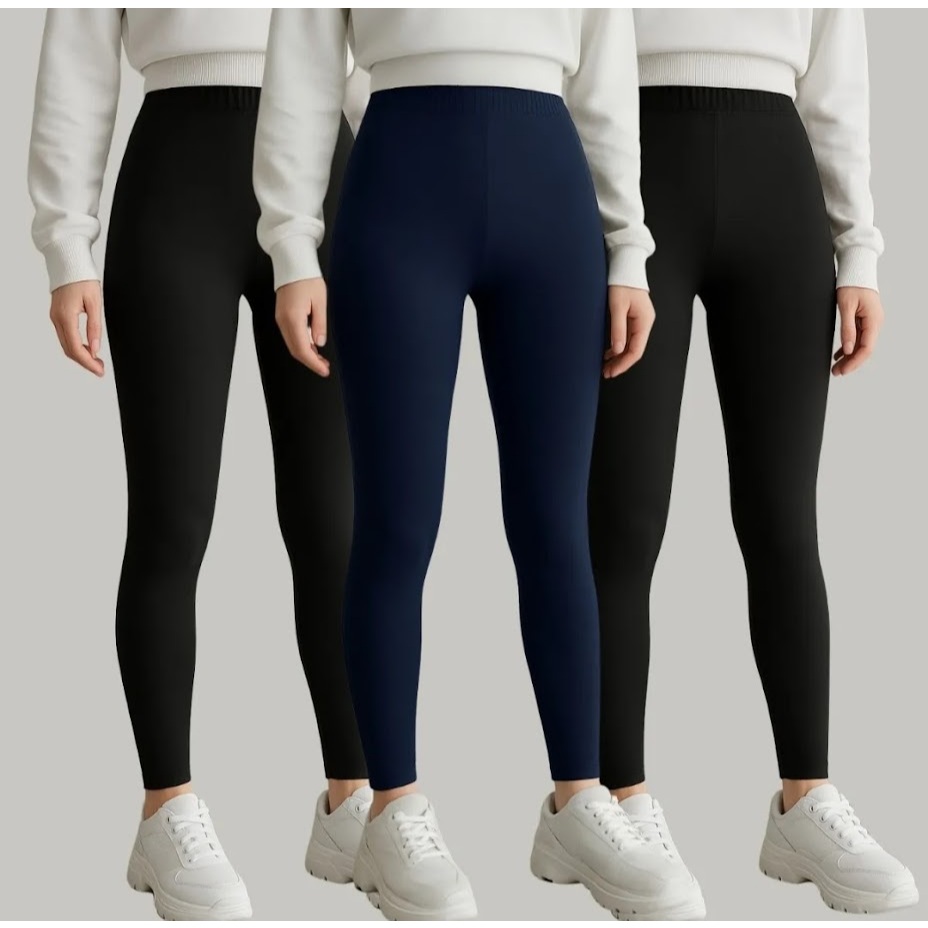 Kit com 3 Legging Infantil e Juvenil para Meninas e Adolescentes Tecido Suplex Poliéster CINF700