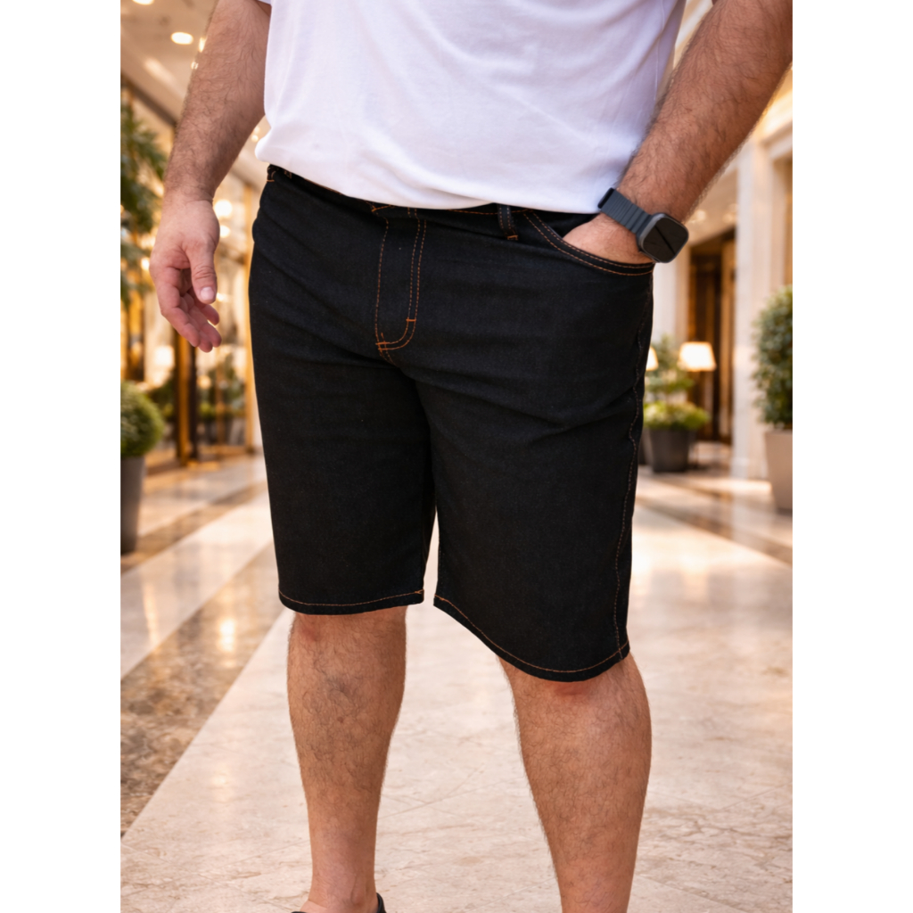 Bermuda Jeans Plus Size Casual com Elastano – Macia, Flexível e Confortável