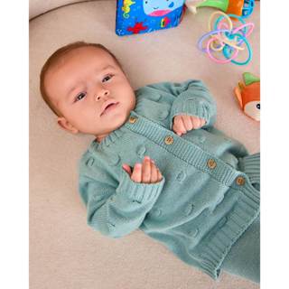 Casaquinho Casaco de Frio Tricot Antialérgico com Botões Lã Menina Menino Bebê em Oferta na Shopee