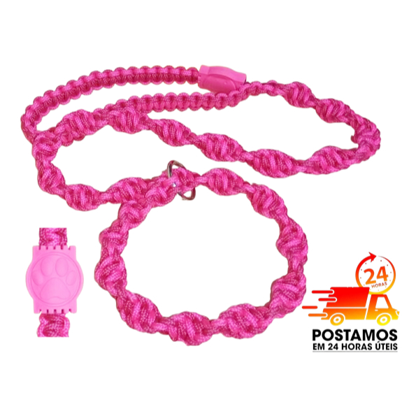 Coleira Guia unificada Ajustável TORCIDA para cães Chihuaua/Shih-tzu/Pug/Beagle/Poodle/Vira-lata