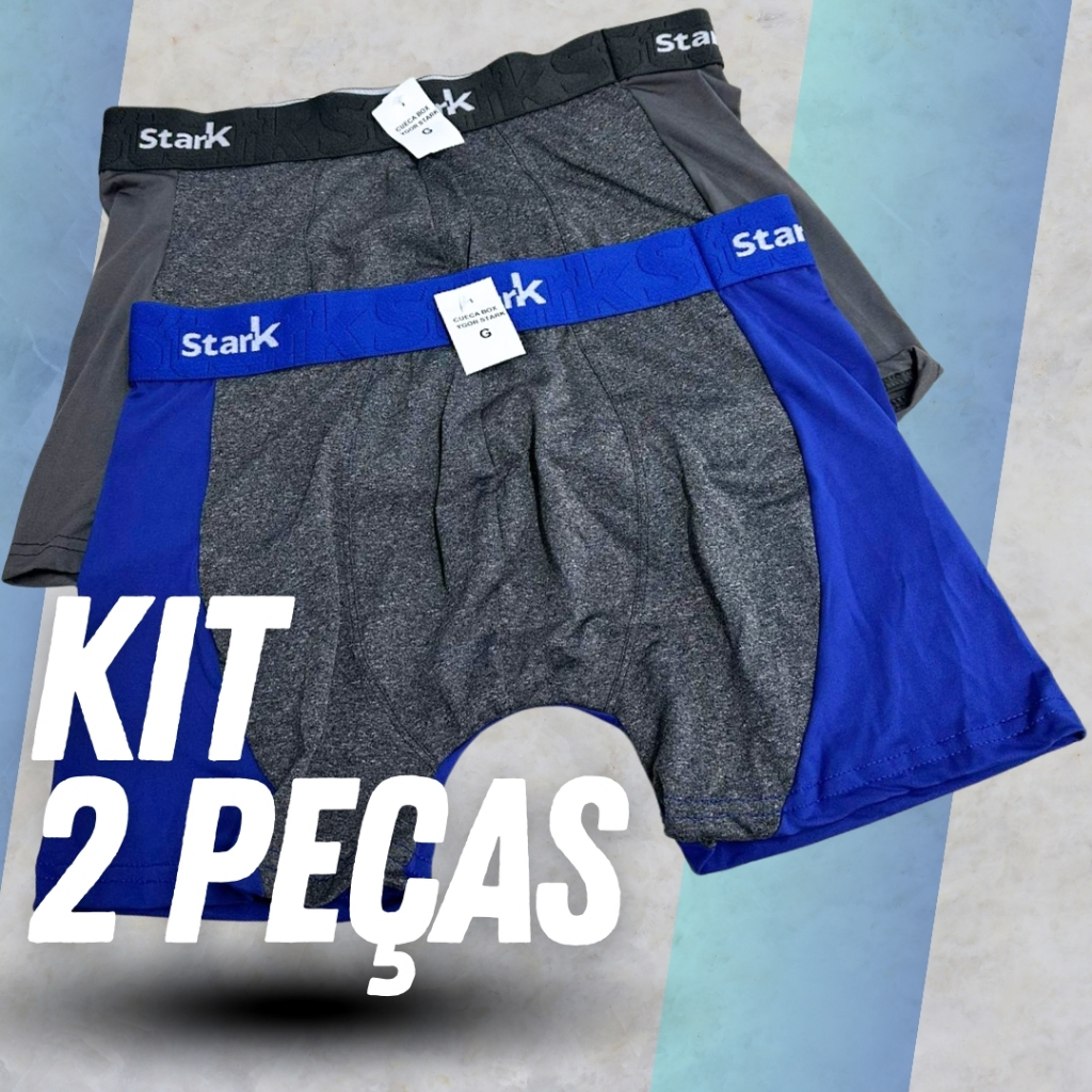 Kit 2 Cuecas Boxer Stark Masculina Microfibra Conforto Premium Box