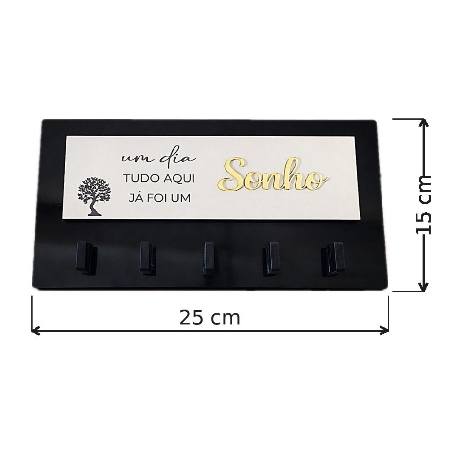 Porta Chaves Família é Nosso Maior Bem Decorativo em Mdf 6mm com Acrílico dourado