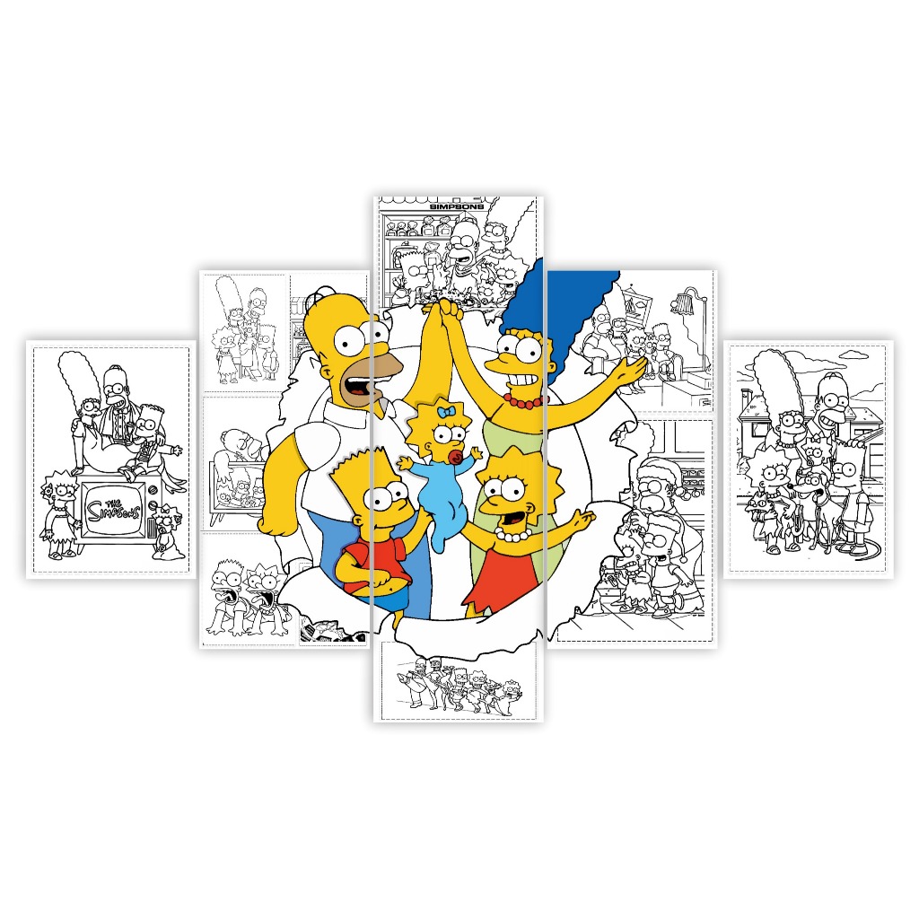 QUADRO DECORATIVO OS SIMPSONS FAMÍLIA HOMER MARGE BART LISA MAGGIE  SÉRIE ANIMAÇÃO COMÉDIA