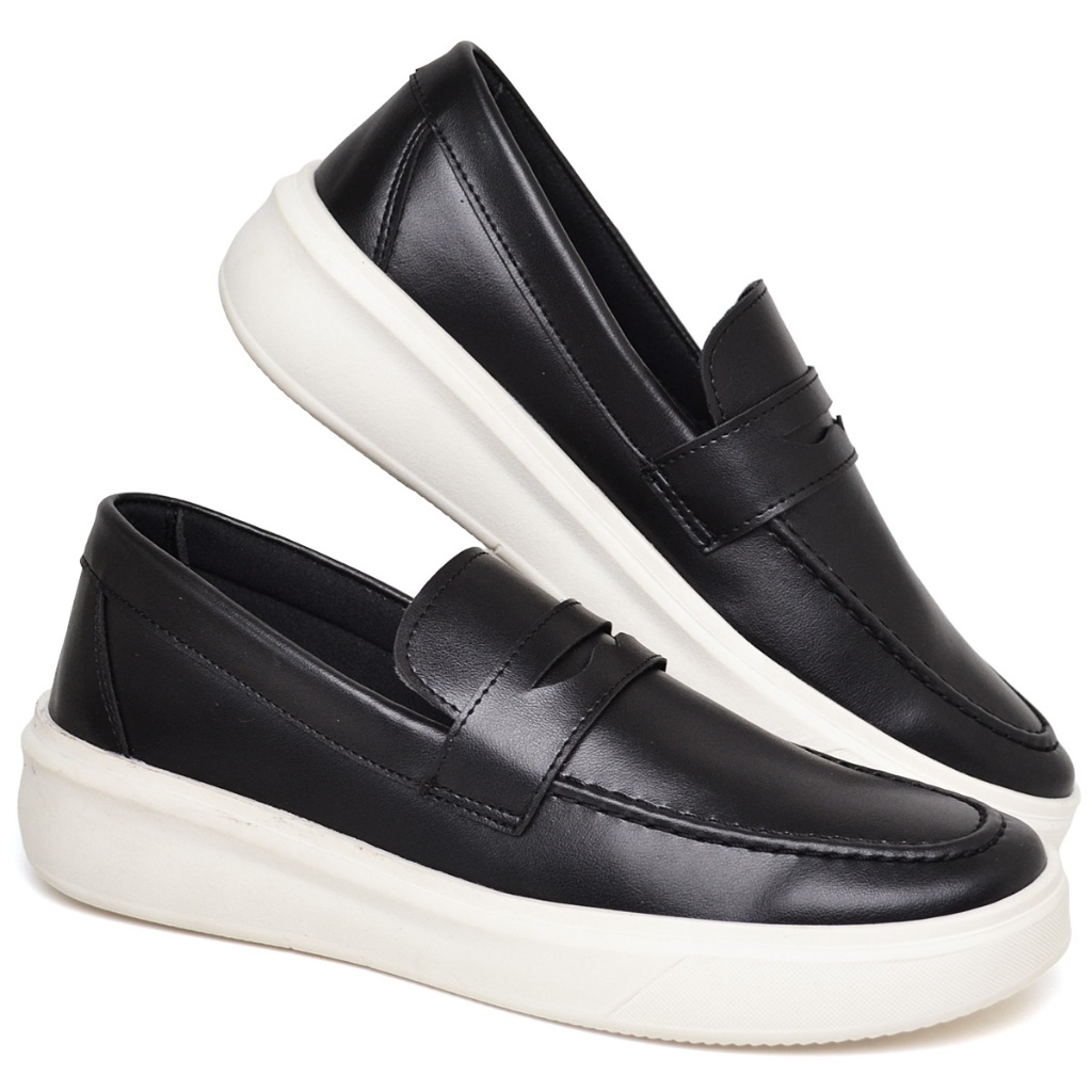 Mocassim Masculino Casual Preto Marrom Couro Sapatenis Social Trabalho Igreja Pai Sapato Loafer Dia