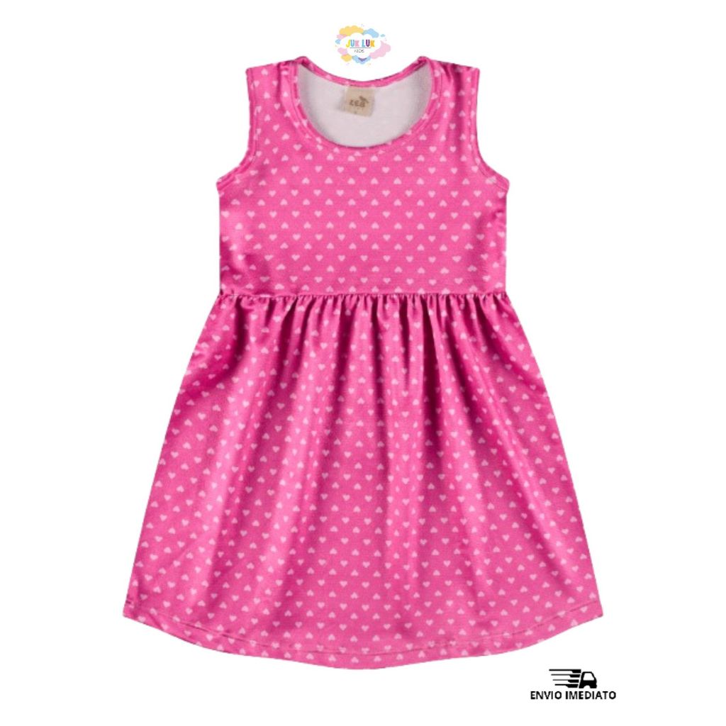 Vestido Infantil Juvenil Menina Verão Crepe Estampa Coraçãozinho