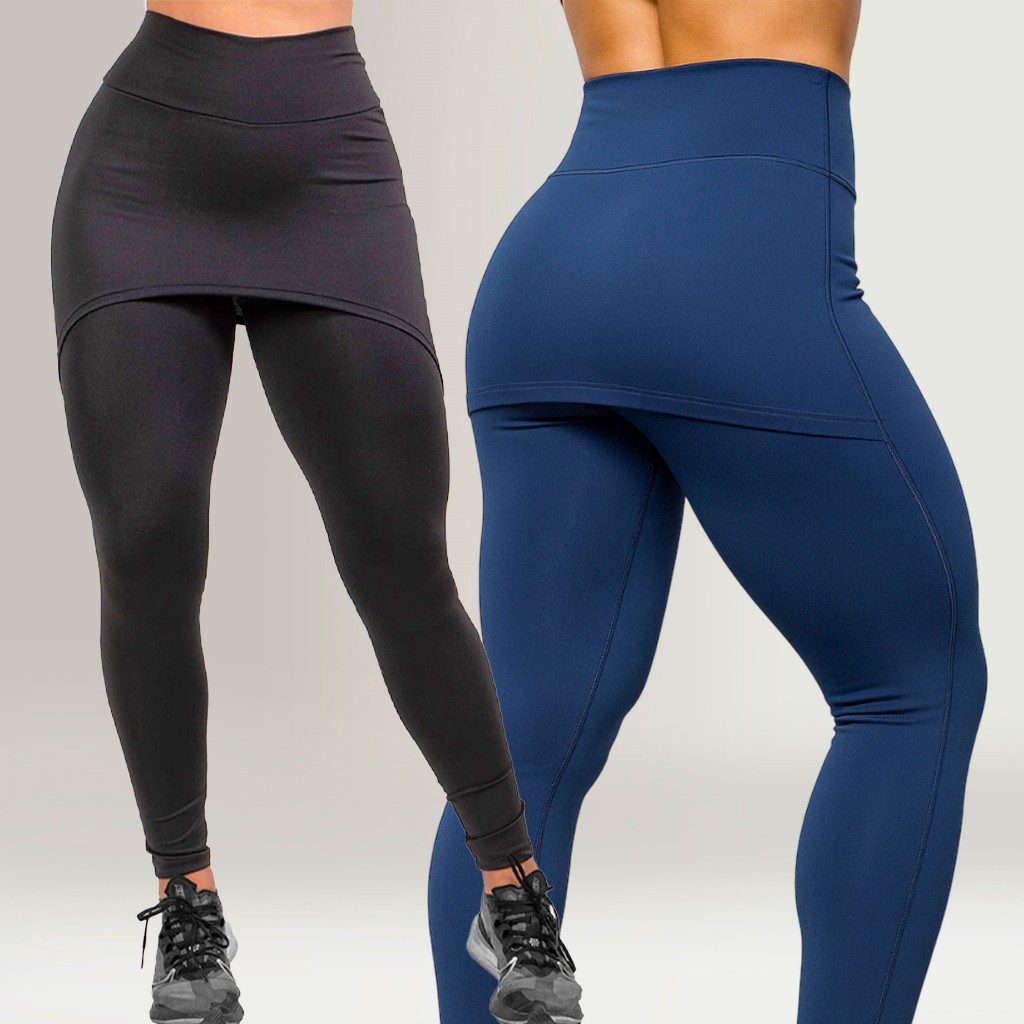 Calça Legging Fitness Tapa Bumbum Com Saia Embutida Academia Treino Conforto Crossfit em Oferta na Shopee