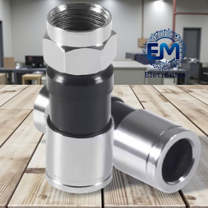 Conector RG6 Tipo F Kit 100 200 300 Unidades Compressão Rosqueável TV Antena