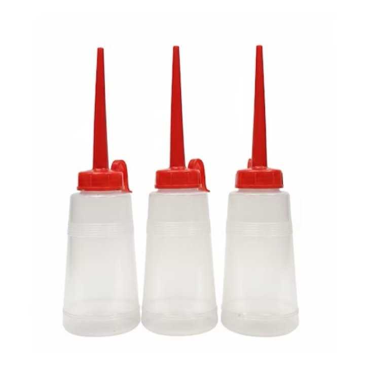 KIT COM 3 ALMOTOLIA PLASTICA 150ML BICO ROSCA VERMELHO