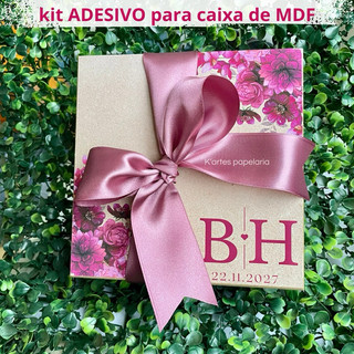 Kit 13 Adesivos FÚCSIA personalizar Caixa de MDF Convite padrinhos