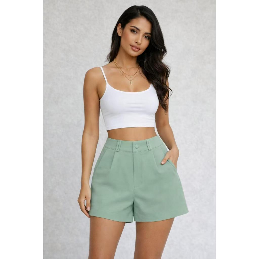 Calções de cintura alta elegantes e na moda para senhora — imagem 2 de 2