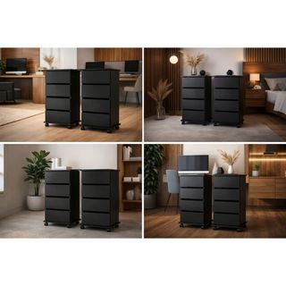 QUEIMA DE ESTOQUE - Conjunto 2 Gaveteiros Multiuso 4 Gavetas Com Rodízios - Multiuso