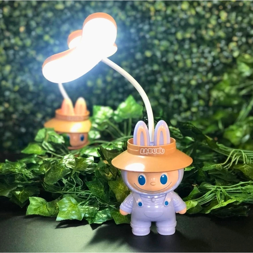 Luminária Abajour Labubú Flexível Mesa LED Rosa ou Lilás Decoração e Iluminação
