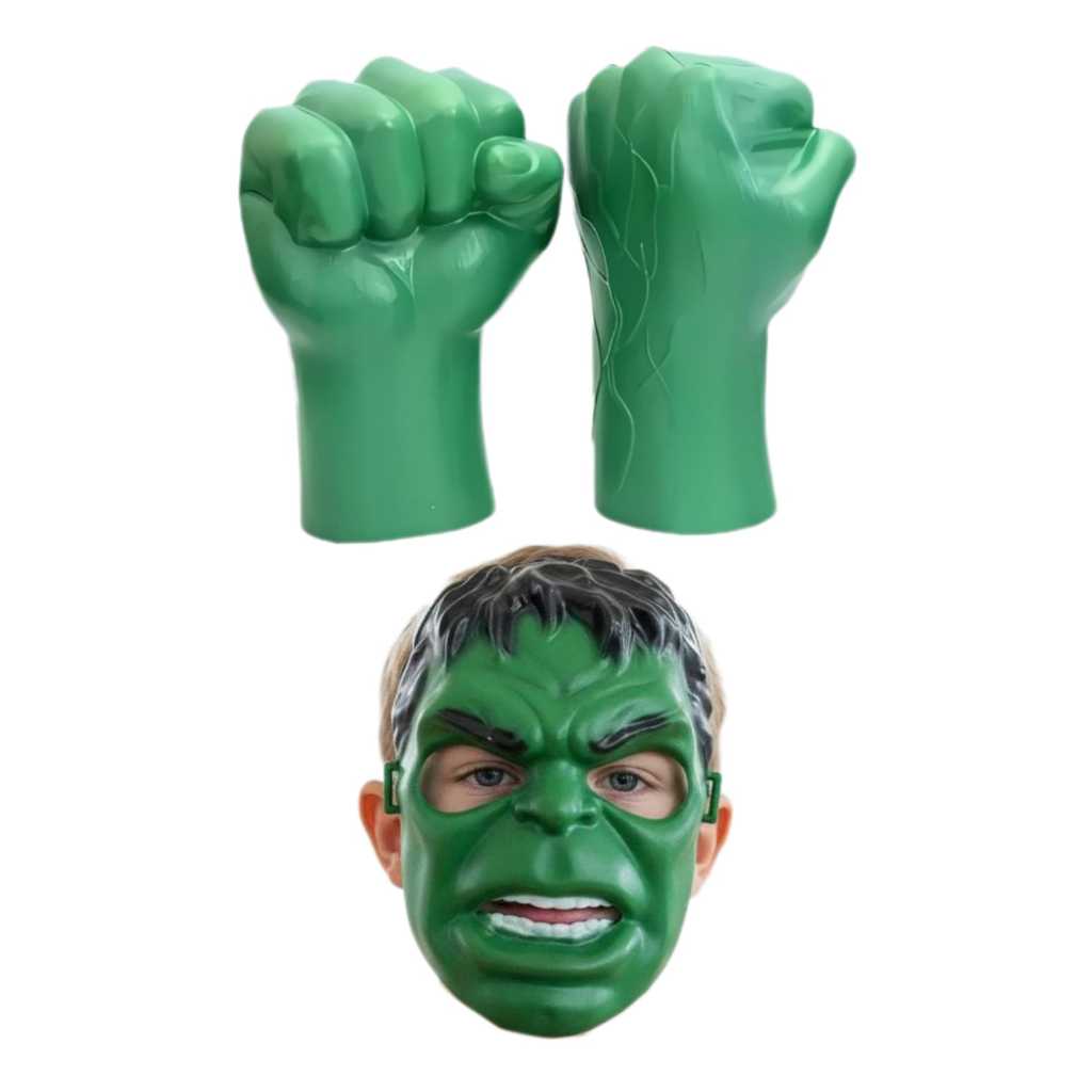 Kit Par de Punhos + Máscara de Plástico Hulk Envio Imediato !