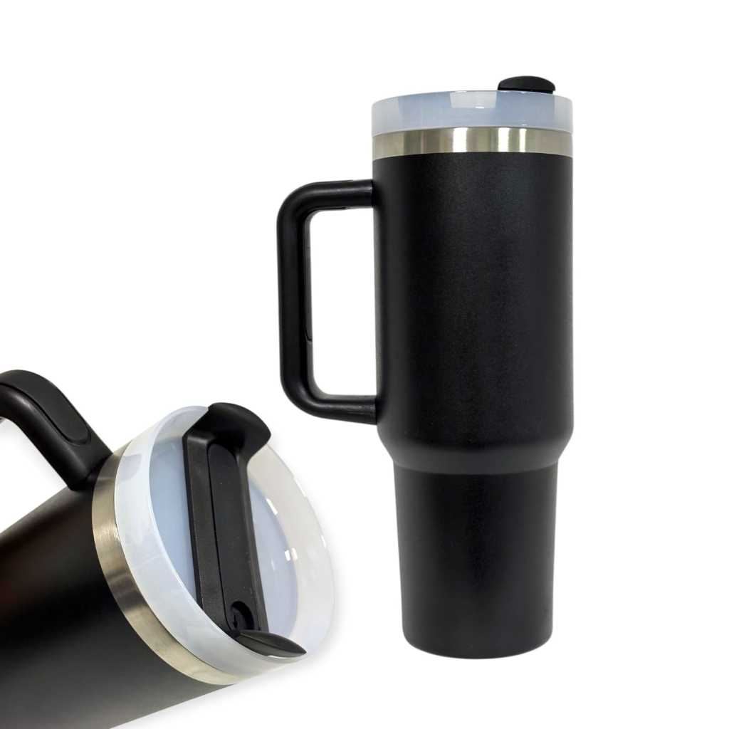 Copo Garrafa Térmica 1.200ml Grande com Canudo e Tampa Antivazamento – Preto