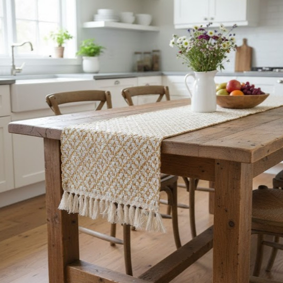 Caminho de Mesa Coroa Artesanal no Tear | Decoração Rústica e Elegante em Oferta na Shopee