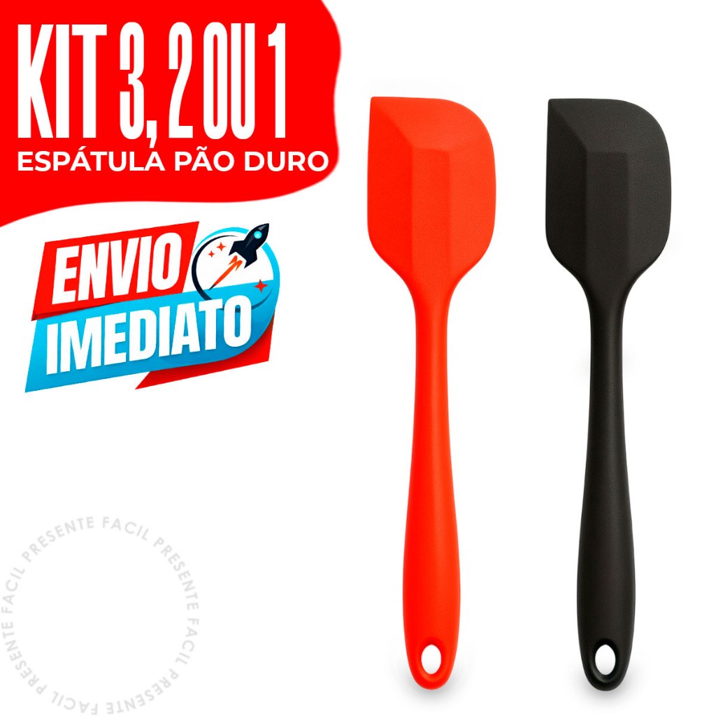 Kit 3, 2 ou 1 Espátula Pão Duro Raspadora Silicone 27cm Resistente Casa Cozinha Buffet Confeitaria em Oferta na Shopee