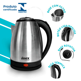 Chaleira Elétrica Inox 2 Litros Jarra Térmica Desligamento Automático Ferve Água Rápido Café Chá em Oferta na Shopee