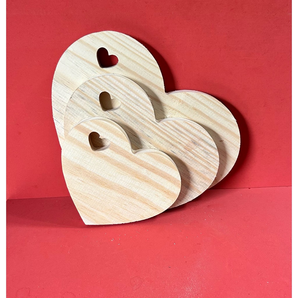 Trio de Tábus Coração Vazado Pinus Madeira Sousplast Mesa Posta mais Suporte em Oferta na Shopee