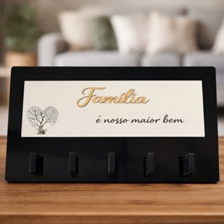 Porta Chaves Família é Nosso Maior Bem Decorativo em Mdf 6mm com Acrílico dourado em Oferta na Shopee