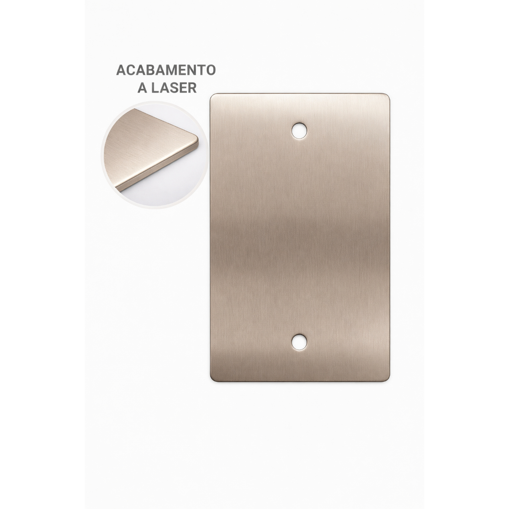 Espelho Tomada 4x2 Aço Inox Placa Cega Piso Suporte 7x11