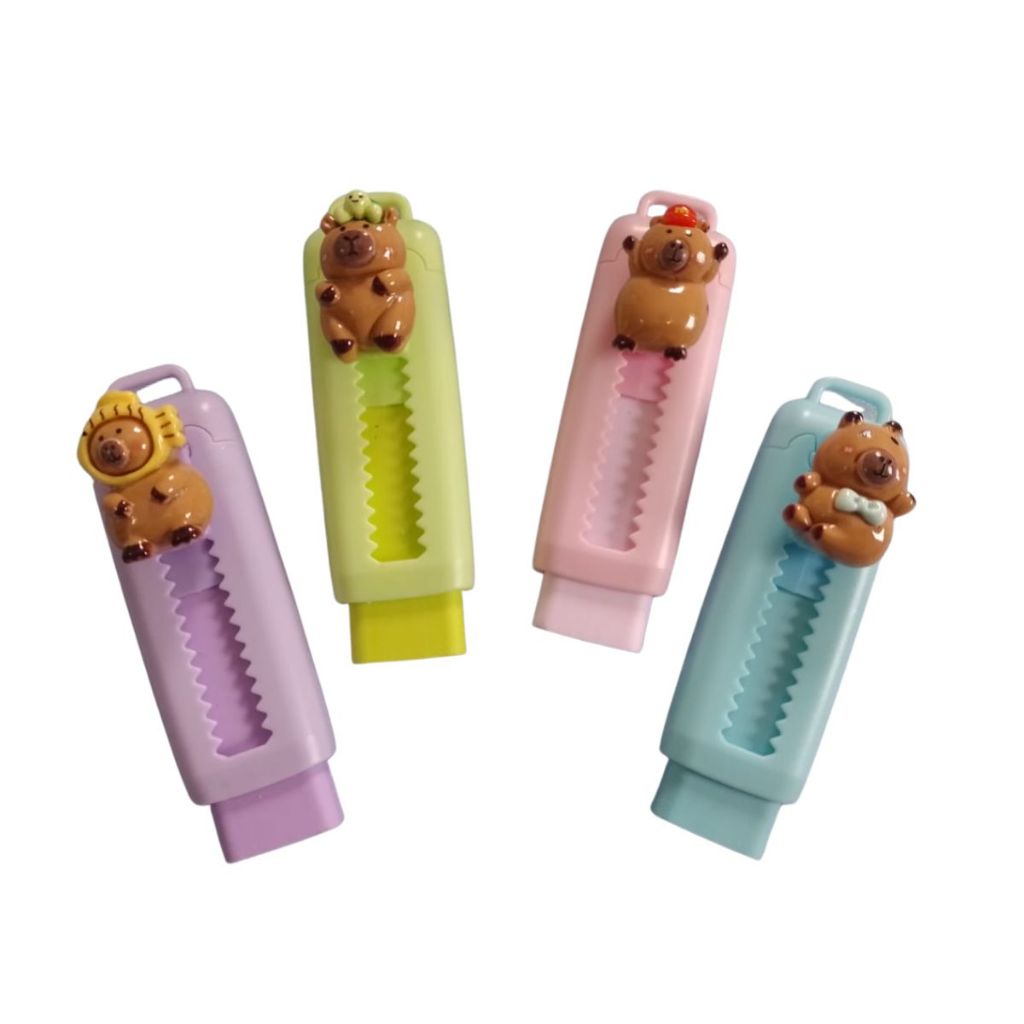 Kit 3 Borrachas Retrátil Capivara Fofas Papelaria Escolar em Oferta na Shopee