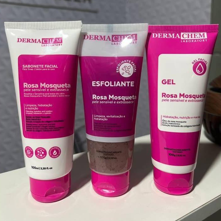 Kit Rosa Mosqueta Dermachem - Sabonete, Esfoliante e Gel