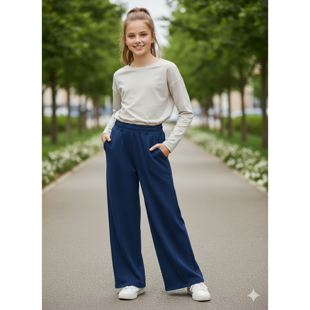 CALÇA WIDE LEG FEMININA JUVENIL 10 12 14 DUNA PANTALONA em Oferta na Shopee