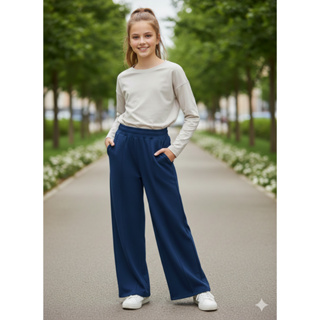 CALÇA WIDE LEG FEMININA JUVENIL 10 12 14 DUNA PANTALONA em Oferta na Shopee