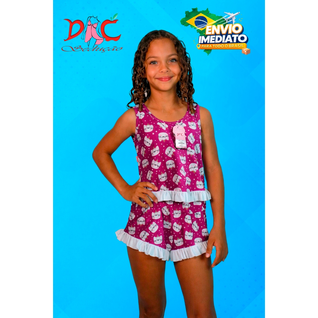 Baby Doll Infantil Liganete Alça Larga Confortável PP P M G GG – Estampado