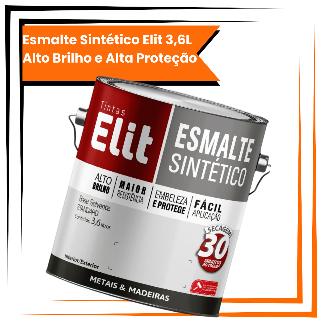 Esmalte Sintético Elit 3,6L Alto Brilho para Metais e Madeiras