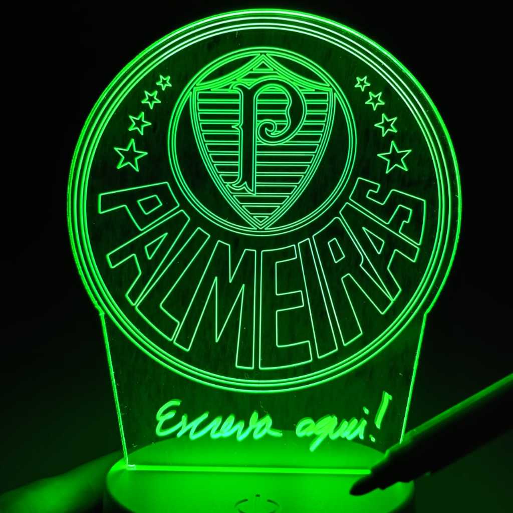 Abajur Luminária Palmeiras verdão Palestra Itália Giz ac0374 Distintivo Escudo símbolo personalizado com nome torcedor