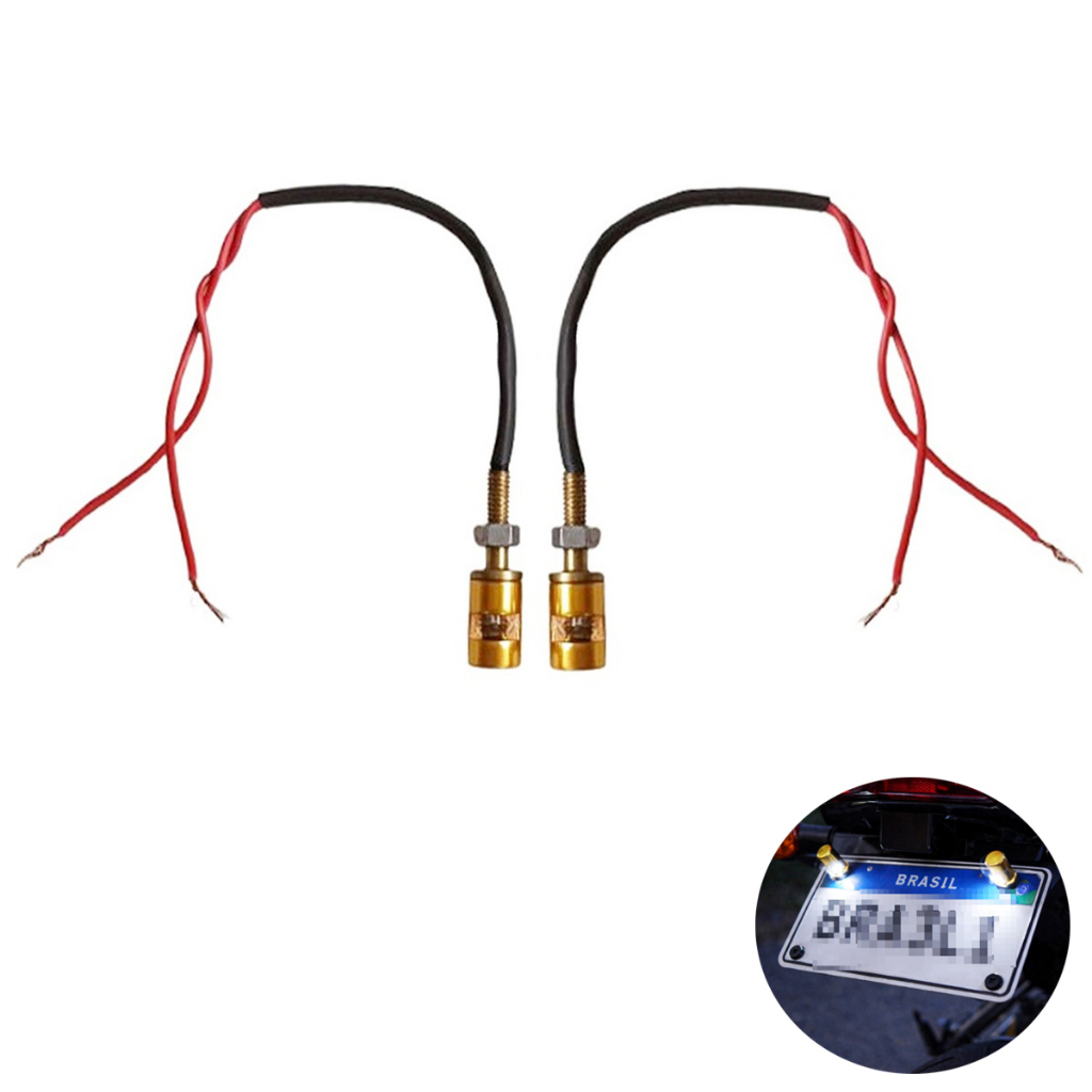 Parafuso Placa Luz Placa Moto Carro Universal Led Par dourado