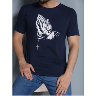 Camisa Camiseta Masculina Minimalista Estampa Mão Rezando Religiosa Cristã Fé Algodão 100% Fio 30.1 em Oferta na Shopee