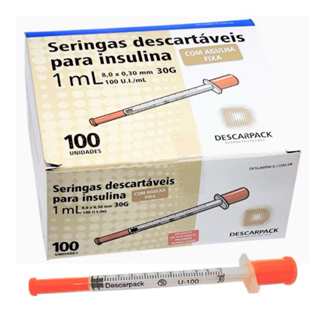 Seringa Insulina 1ml 8x0,30 | Embalada Individualmente | Kit 10 Unidades | Estéril em Oferta na Shopee