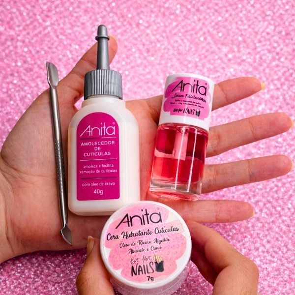 Kit Tratamento de Unhas Anita Espátula Dupla Inox + Sérum + Cerinha + Amolecedor de Cutículas em Oferta na Shopee