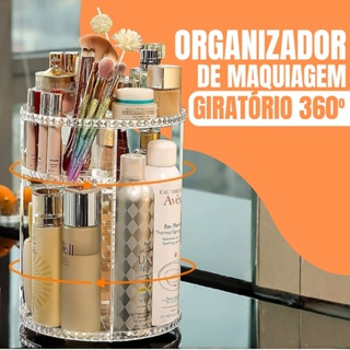 Organizador de Maquiagem Giratório 360° em Acrílico Transparente com Prateleiras Ajustáveis em Oferta na Shopee