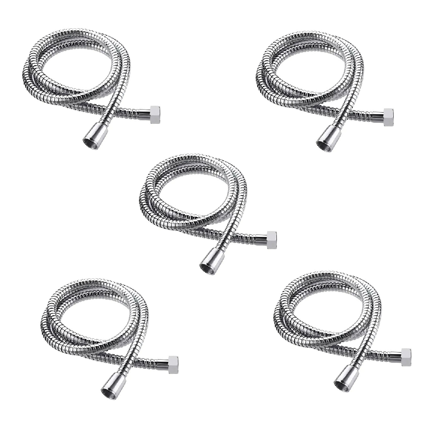 KIT 5 Mangueira Chuveiro Ducha Malha Aço Inox Cromado 1,50m