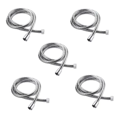 KIT 5 Mangueira Chuveiro Ducha Malha Aço Inox Cromado 1,50m