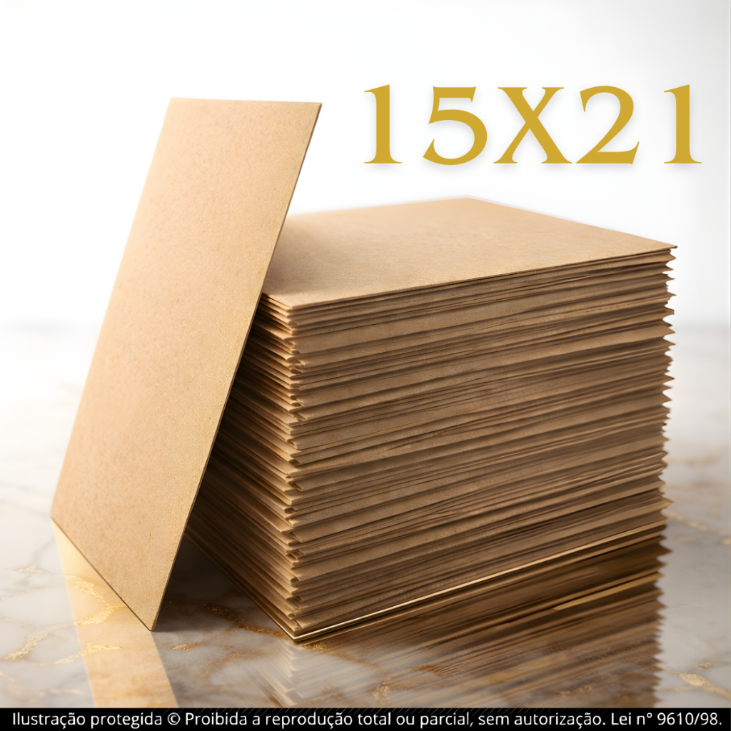 Kit Placa Chapa Mdf Cru 15x21 cm  A5 50 Unidades 3mm Quadros Artesanato álbum de fotos entre outros artigos decorativos